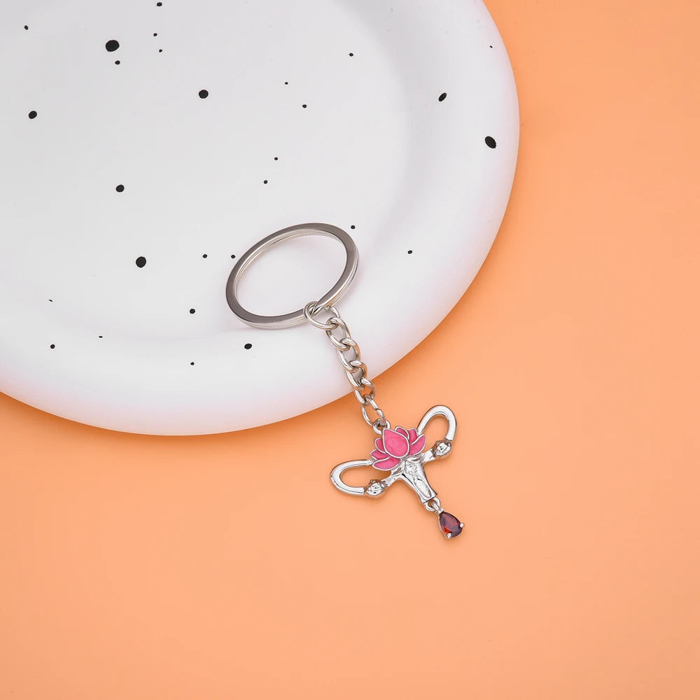 Lotus Uterus Crystal Keychain