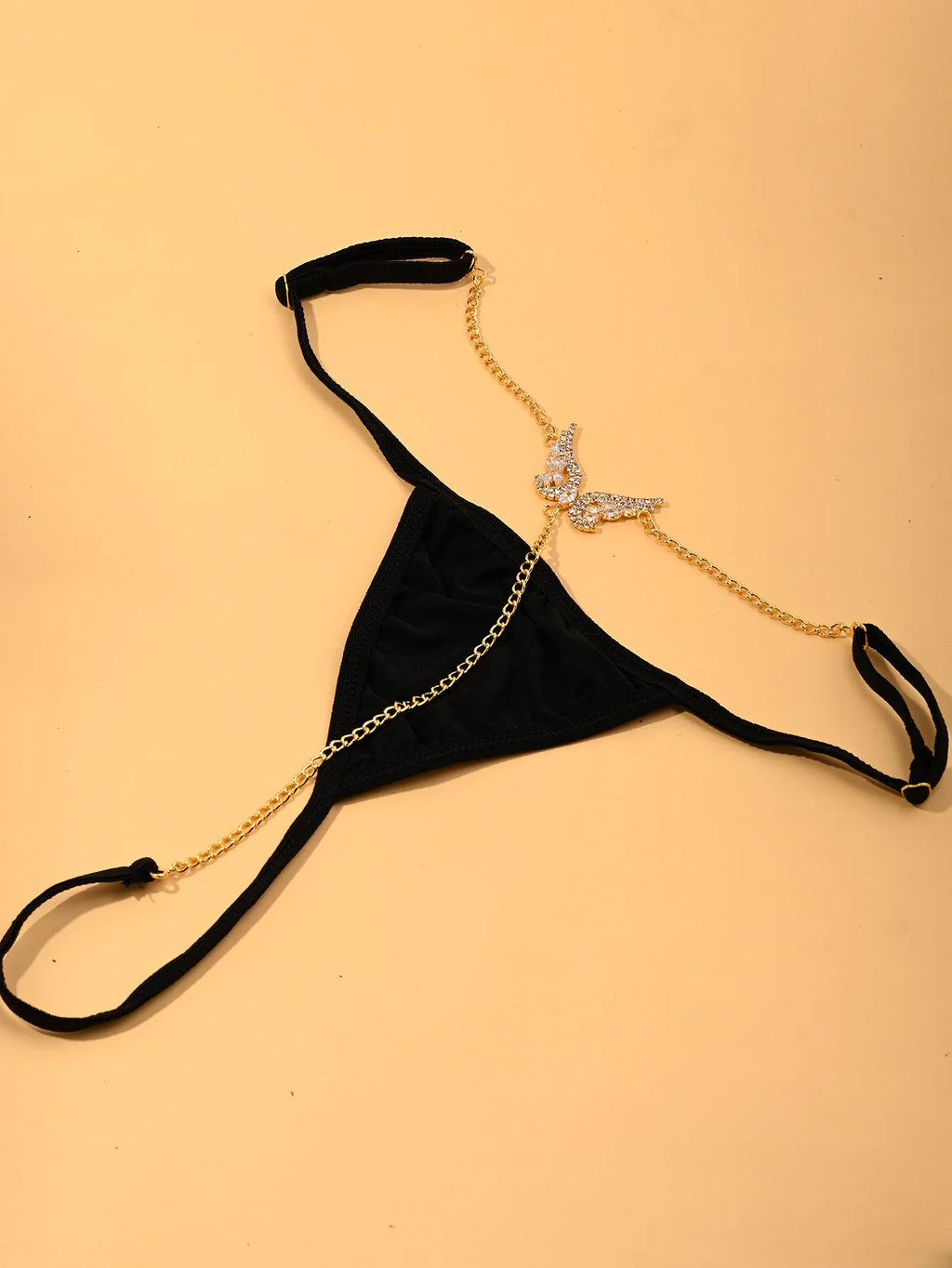 Wings Rhinestone Bikini Body Chain Thong