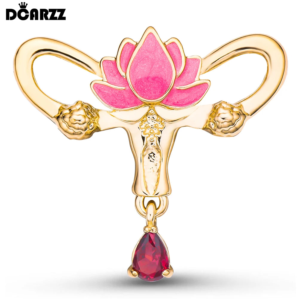 Lotus Uterus Crystal Brooch Pin