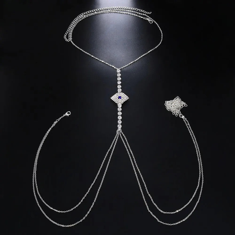 Rhinestone Chest & Waist Harness Body Chain