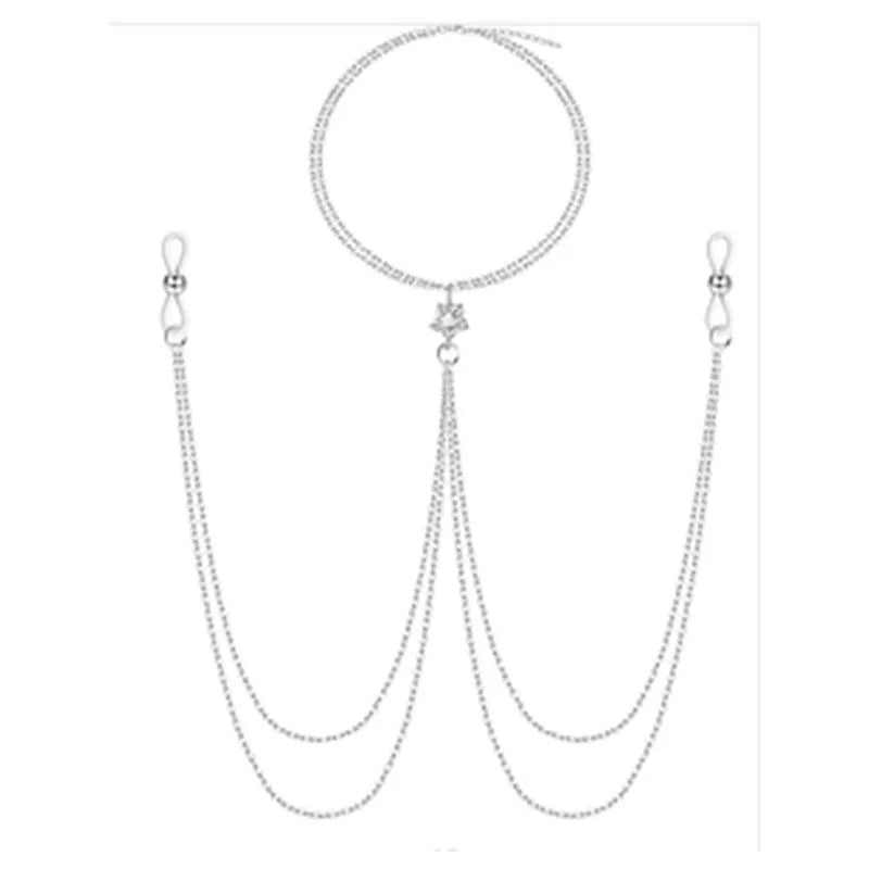 Non-Piercing Fake Nipple Rings with Chain