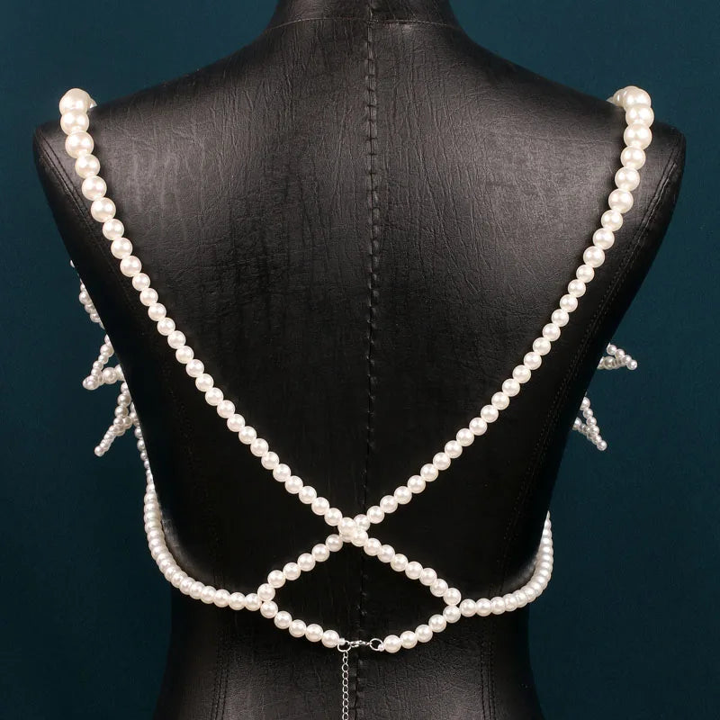 Handmade White Floral Beaded Body Chain