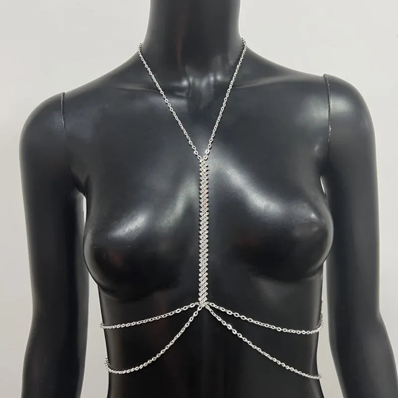 Rhinestone Chest & Waist Harness Body Chain