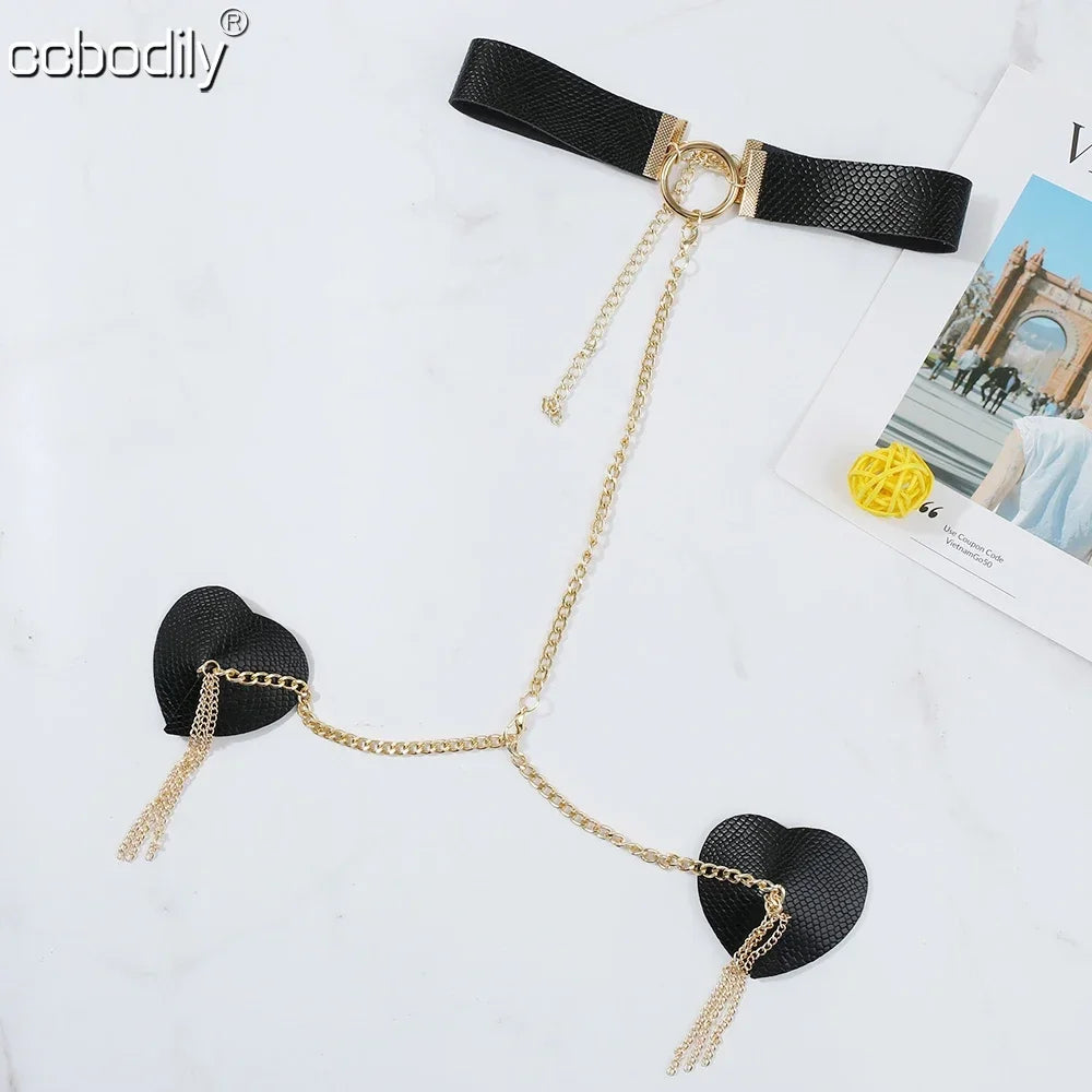 Heart Tassel Leather Nipple Cover