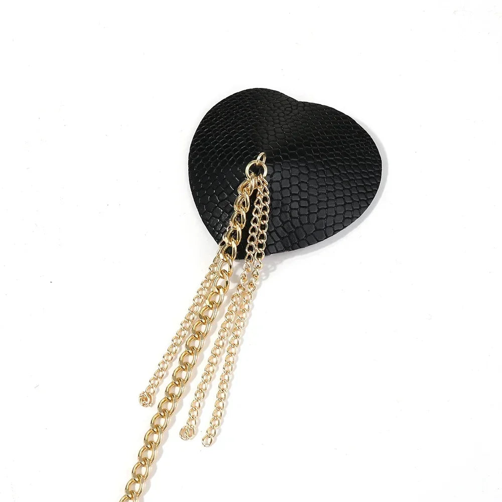 Heart Tassel Leather Nipple Cover