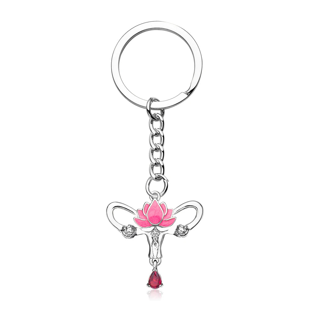 Lotus Uterus Crystal Keychain
