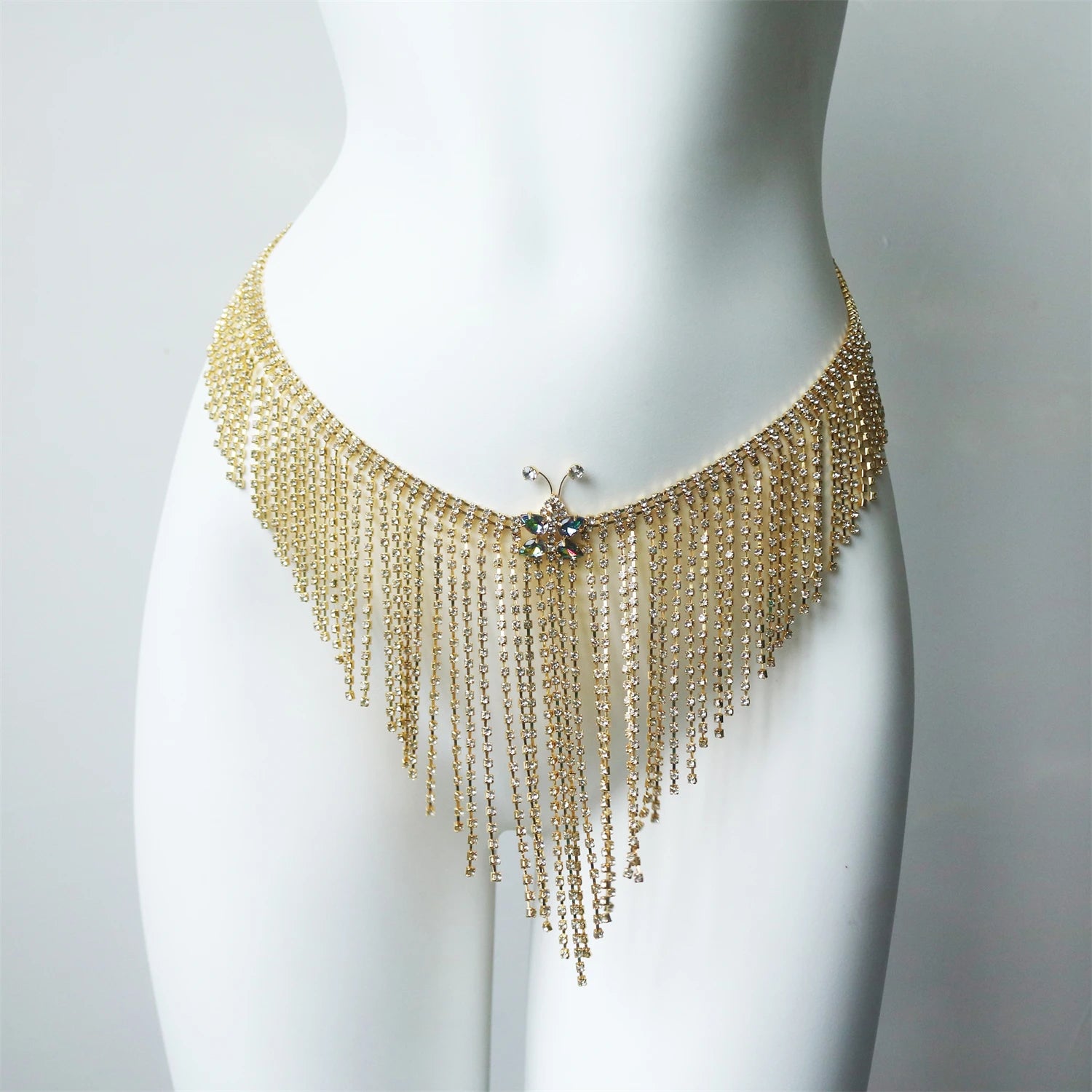 Gold Sparkling Tassel Crystal Waist Chain