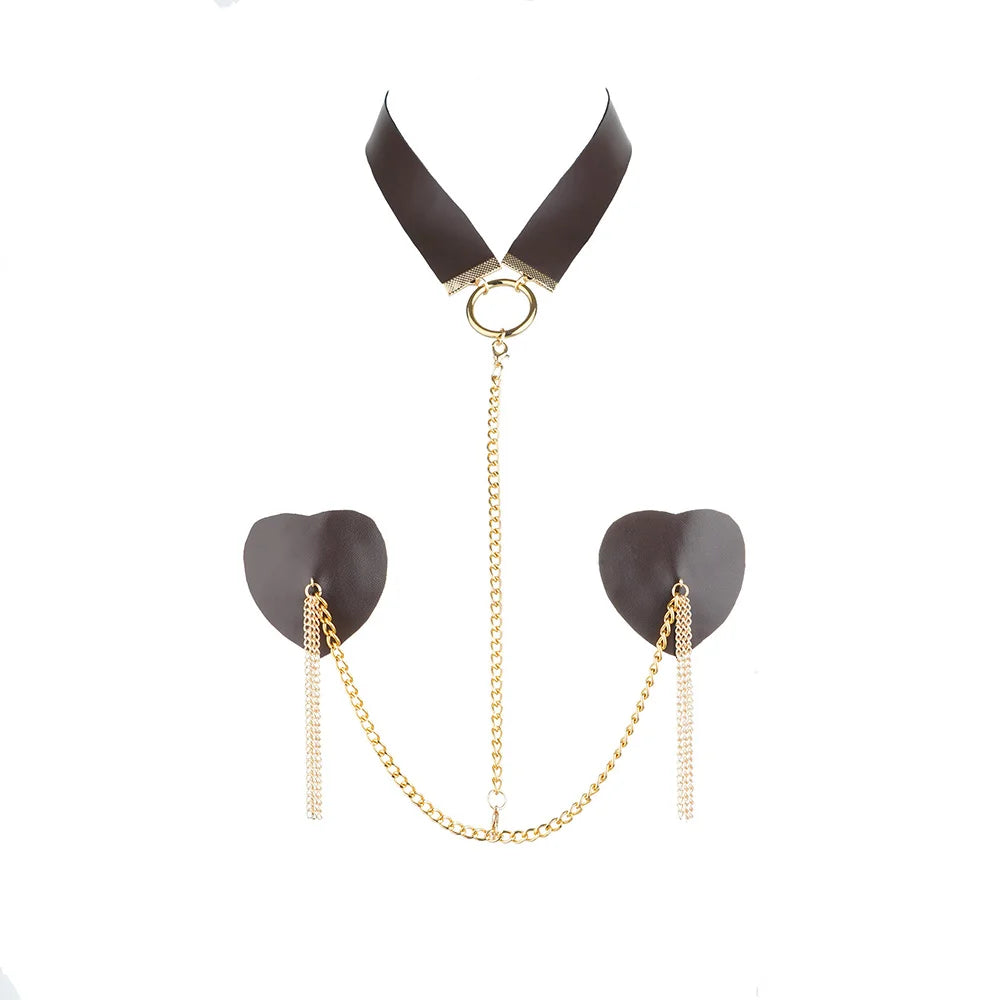 Heart Tassel Leather Nipple Cover