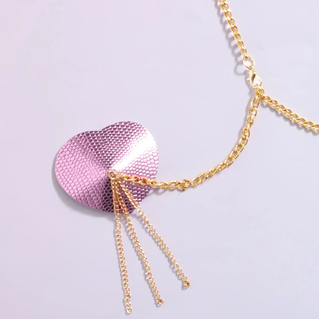 Heart Tassel Leather Nipple Cover