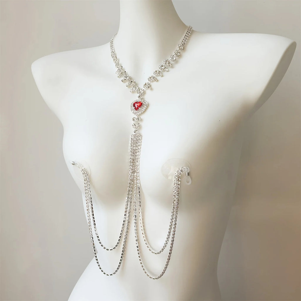 Rhinestone Nipple Chain Clamp