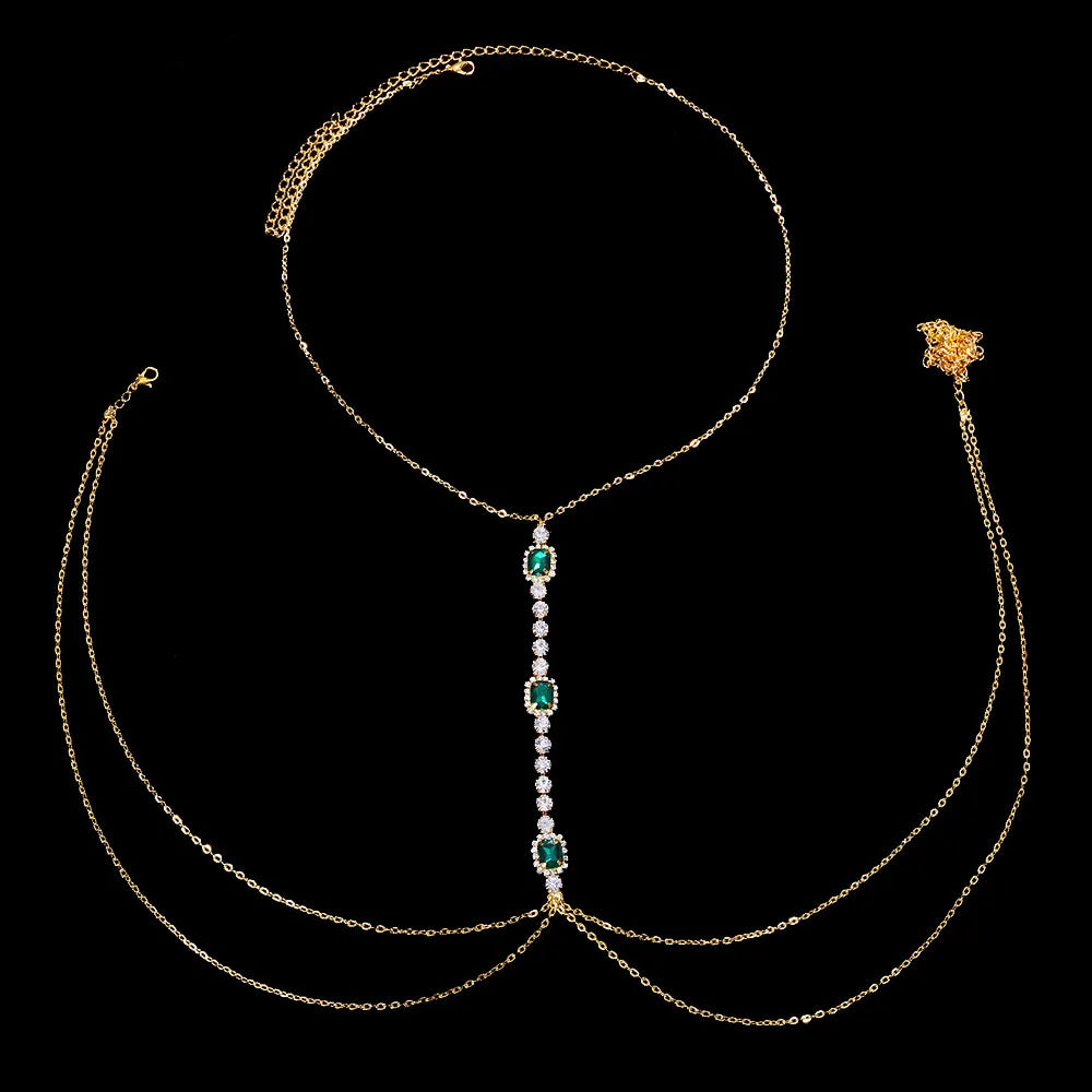 Rhinestone Chest & Waist Harness Body Chain