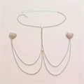 Rhinestone Heart Nipple Chain Bra