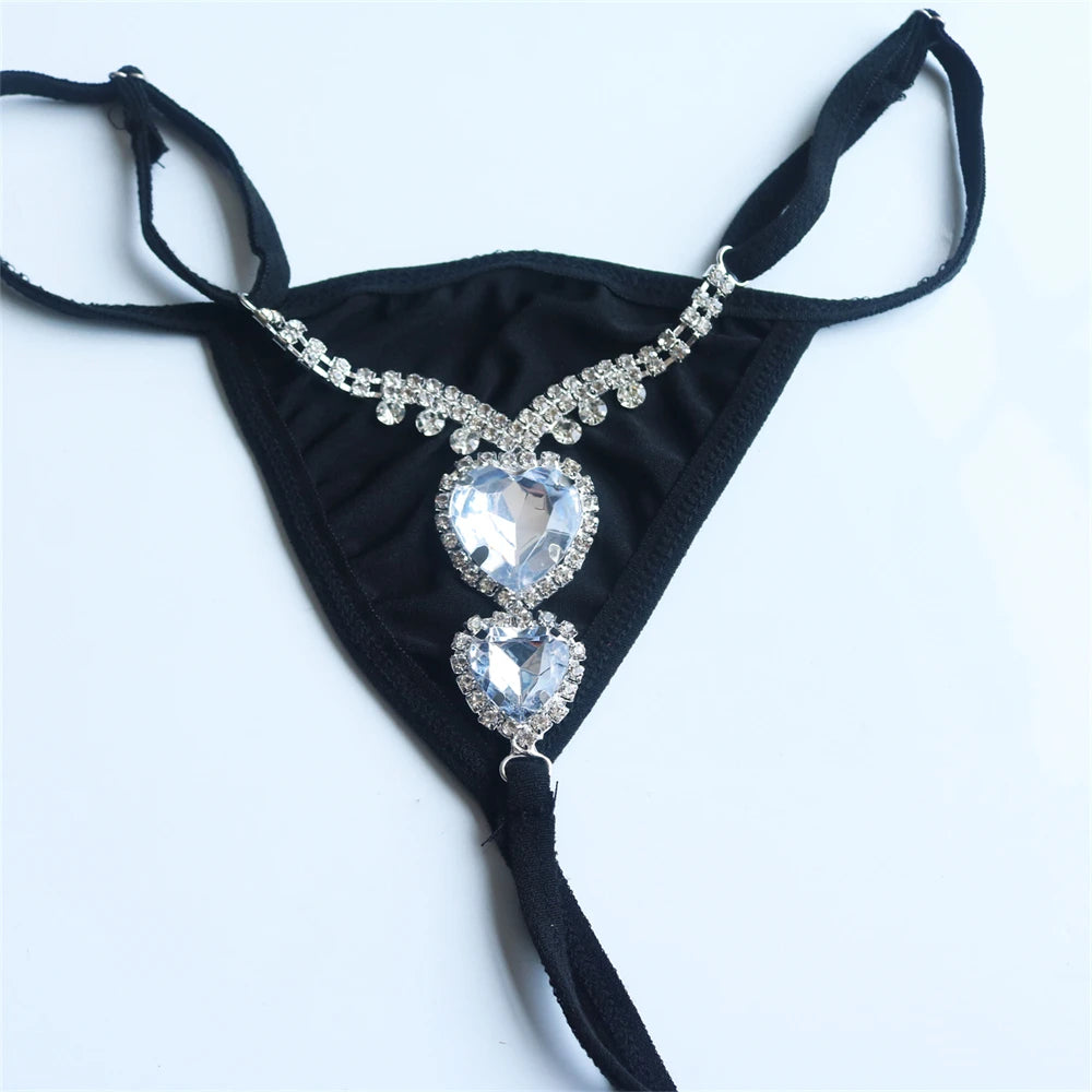 Double Love Gemstone Rhinestone Shorts Body Chain