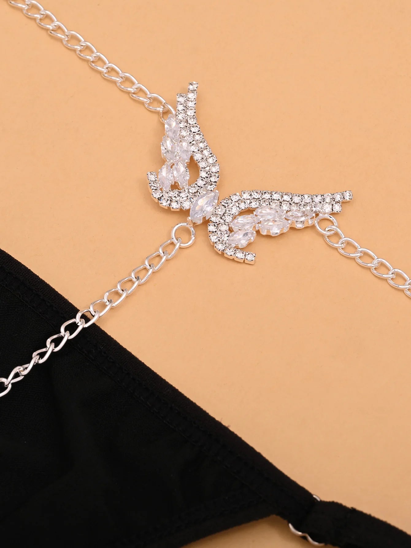 Wings Rhinestone Bikini Body Chain Thong
