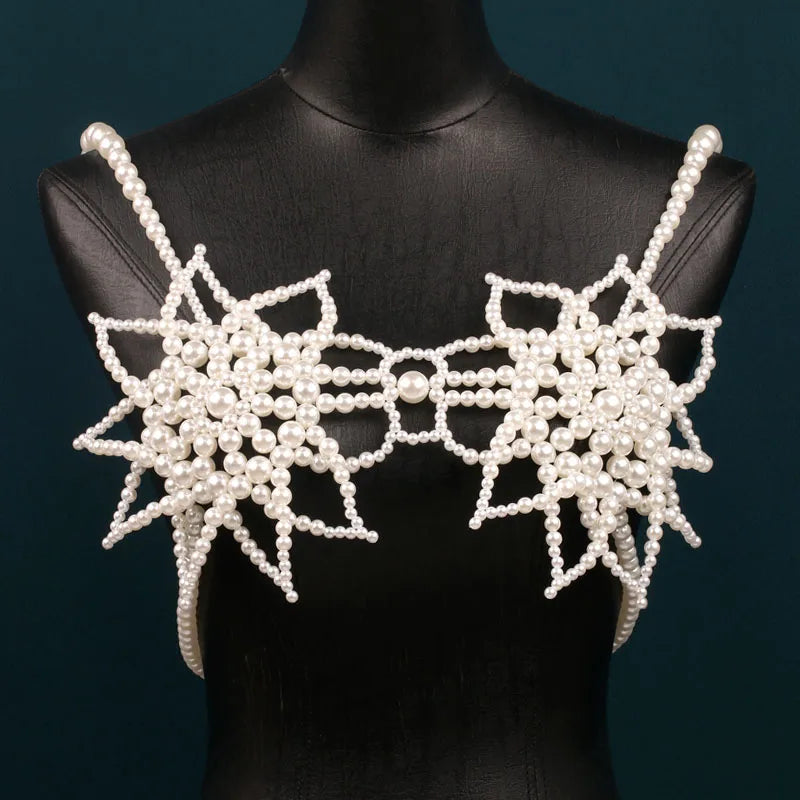 Handmade White Floral Beaded Body Chain