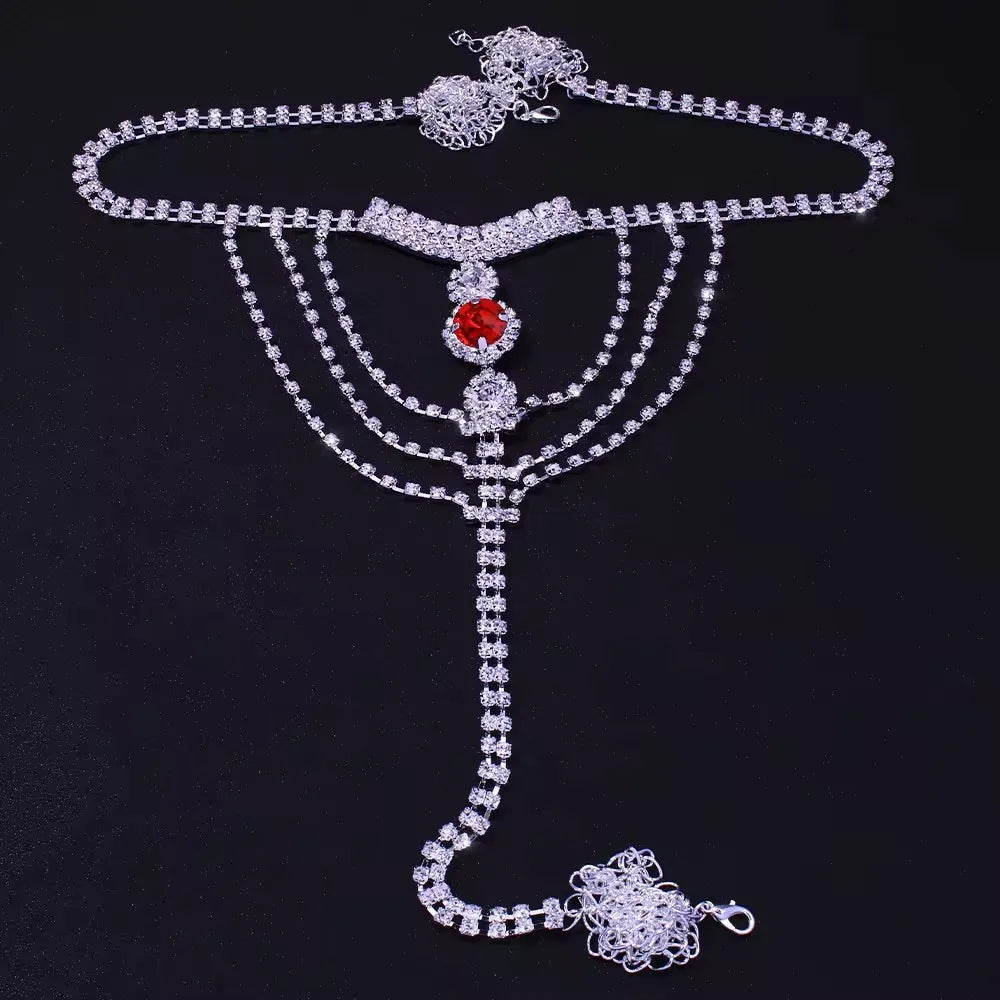 Crystal Thong & Belly Chain Body Jewellery Set
