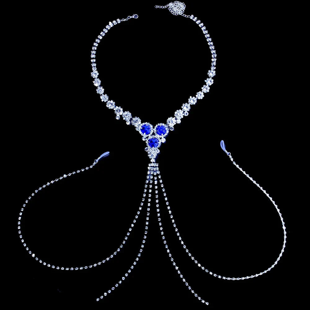 Blue Rhinestone Lingerie Nipple Jewellery
