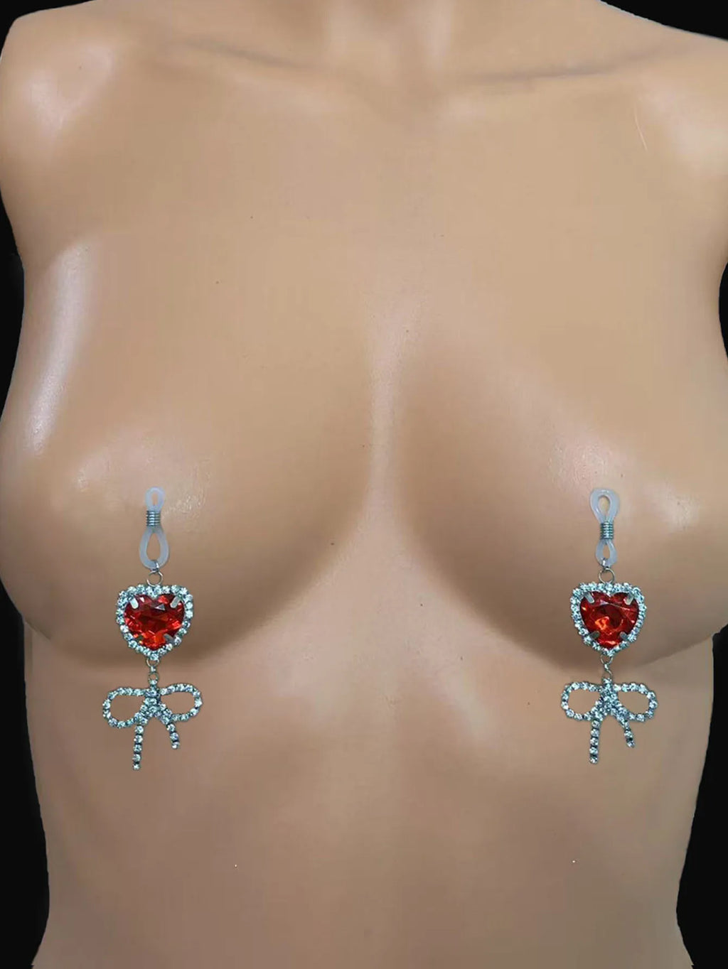 Bow Heart Nipple Rings Set