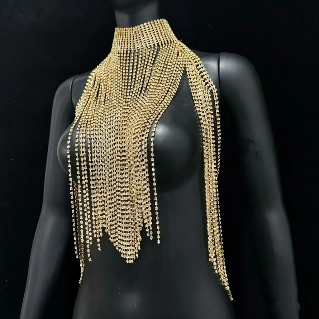 Sparkling Rhinestone Tassel Body Chain