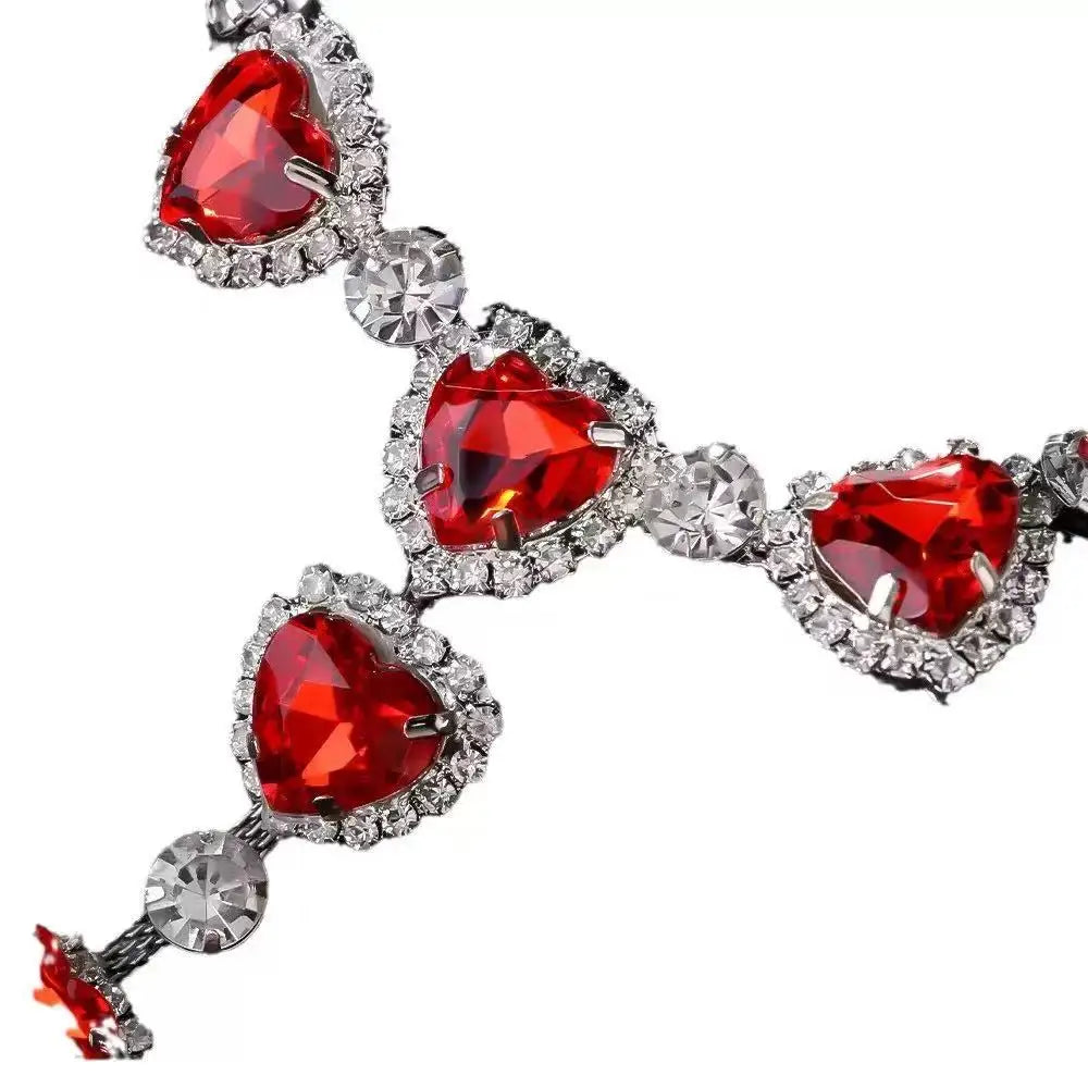 Crystal Heart Rhinestone Body Chain Thong
