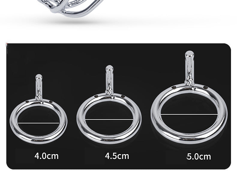 Red Metal Male Chastity Cage with Bird Cage Lock
