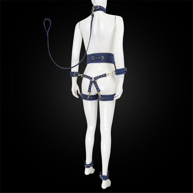 Leather Handcuffs Leg Cuffs With Waist Restraint Belt Toys