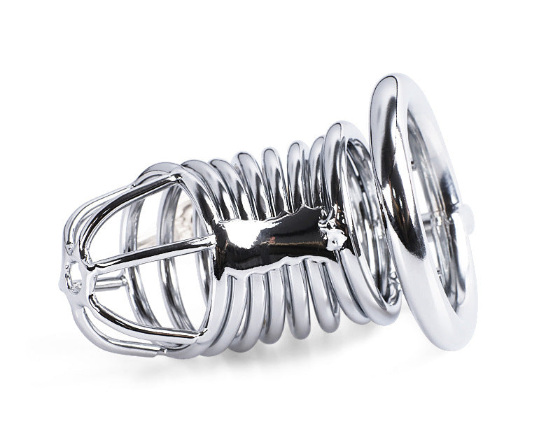 Red Metal Male Chastity Cage with Bird Cage Lock